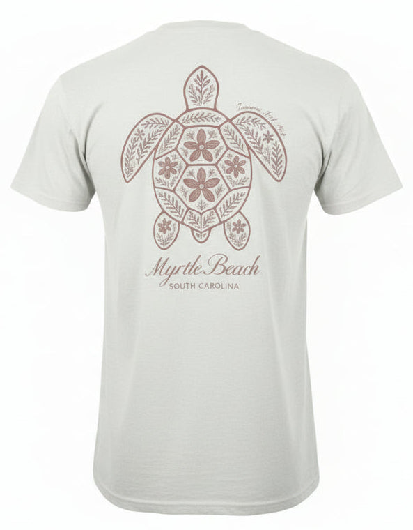 Cream Printed T-Shirt Myrtle Beach ,Turtle
