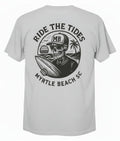 Light Grey Printed T-Shirt Myrtle Beach ,Skull W/Surfboard