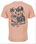 Peach Printed T-Shirt Myrtle Beach ,Dog W/Surfboard