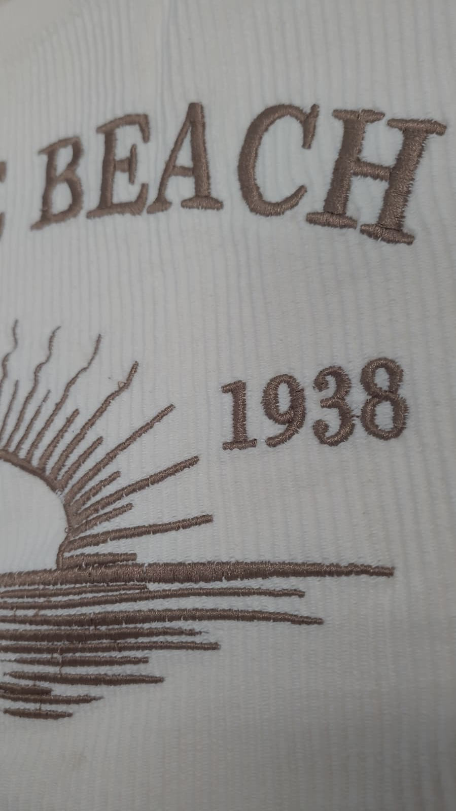 Cream Corduroy Crewneck Sweatshirt Embroidery Front ,Myrtle Beach