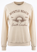 Cream Corduroy Crewneck Sweatshirt Embroidery Front ,Myrtle Beach