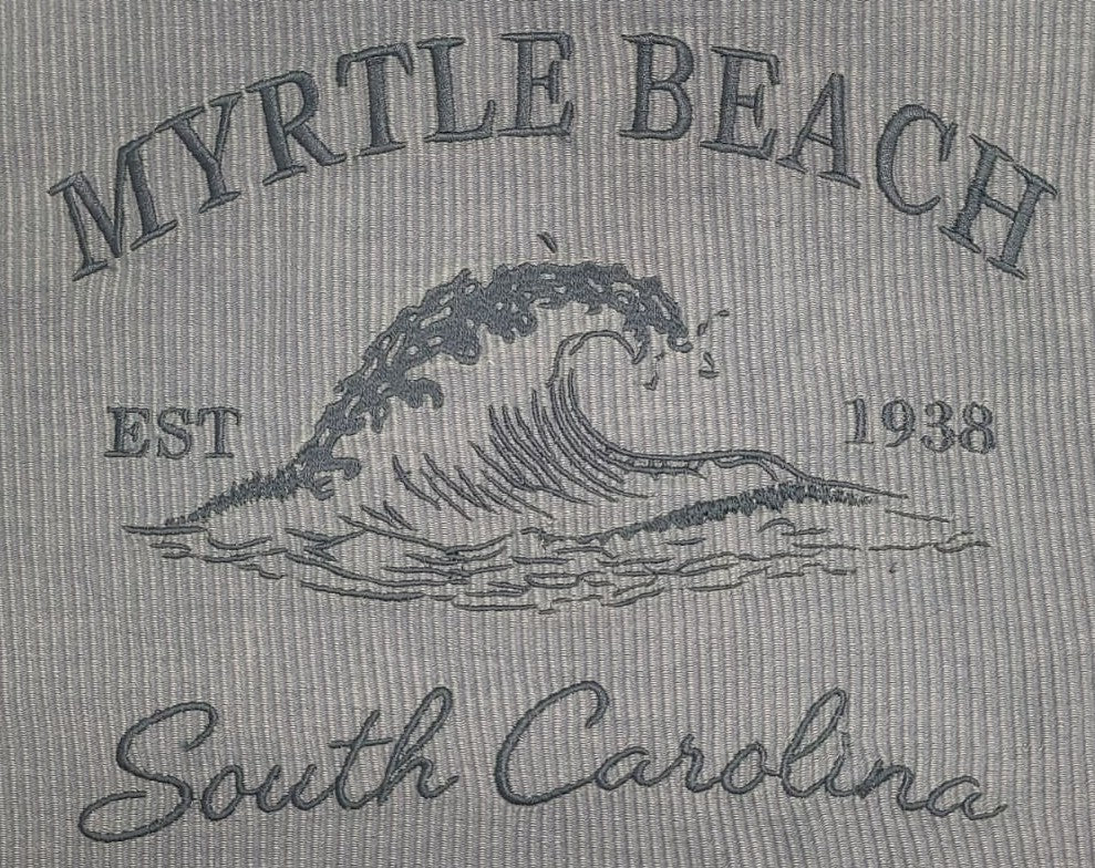 Blue Denim Corduroy Crewneck Sweatshirt Embroidery Front ,Myrtle Beach