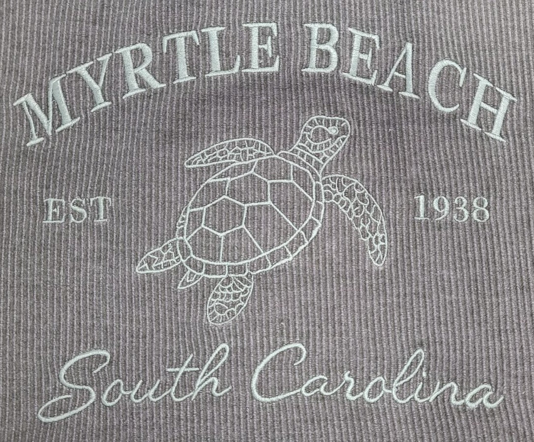 Olive Corduroy Crewneck Sweatshirt Embroidery Front ,Myrtle Beach