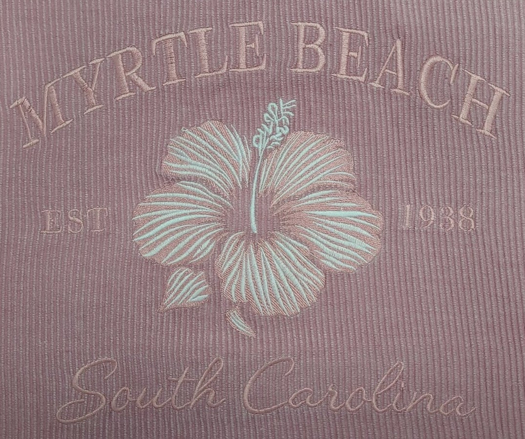 Rose Pink Corduroy Crewneck Sweatshirt Embroidery Front ,Myrtle Beach