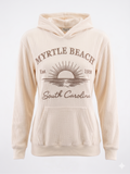Cream Corduroy Hoodie Sweatshirt Embroidery Front ,Myrtle Beach