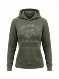 Olive Corduroy Hoodie Sweatshirt Embroidery Front ,Myrtle Beach