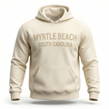 Cream Pullover Hoodie SweatShirt High Densitty Print Front ,Myrtle Beach