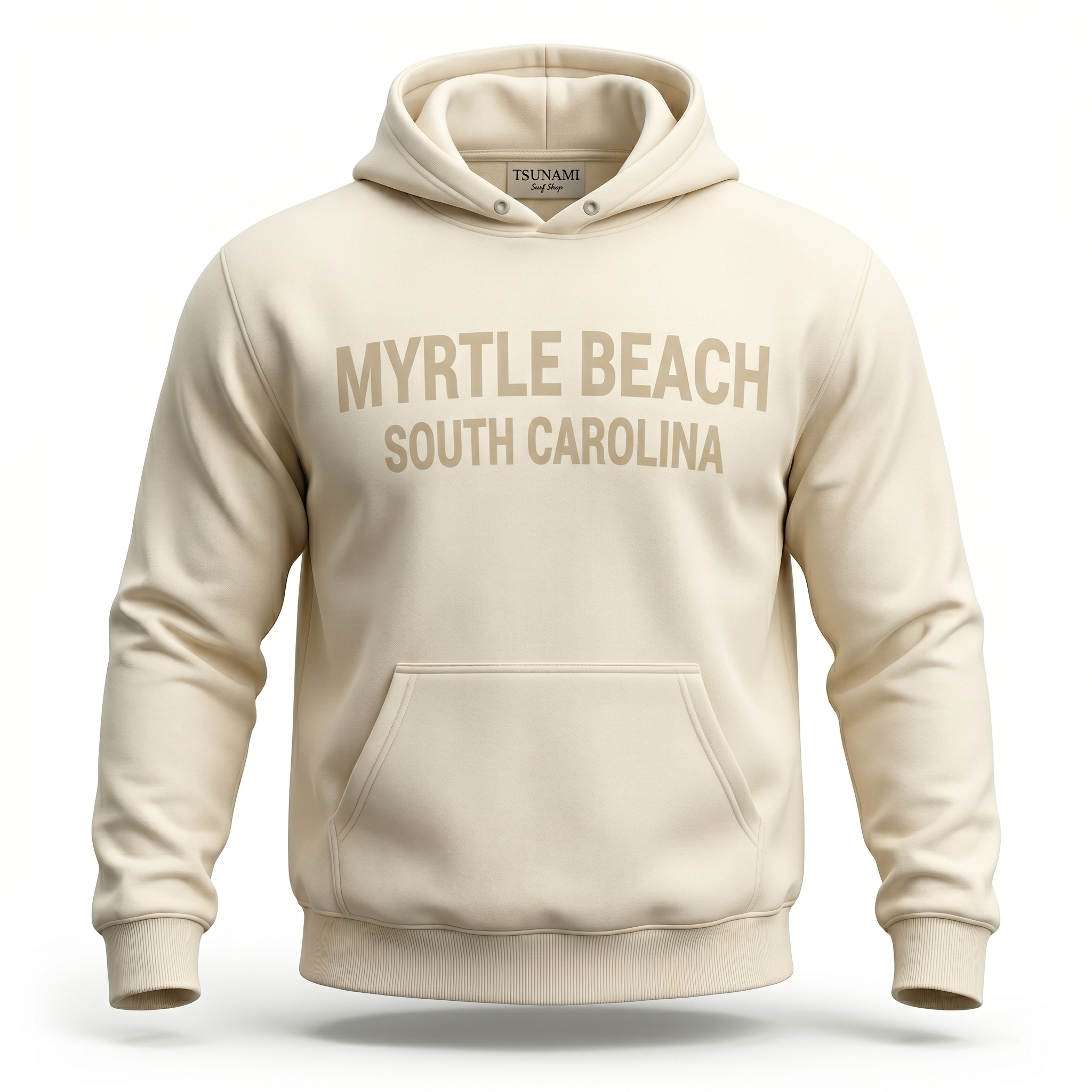 Cream Pullover Hoodie SweatShirt High Densitty Print Front ,Myrtle Beach