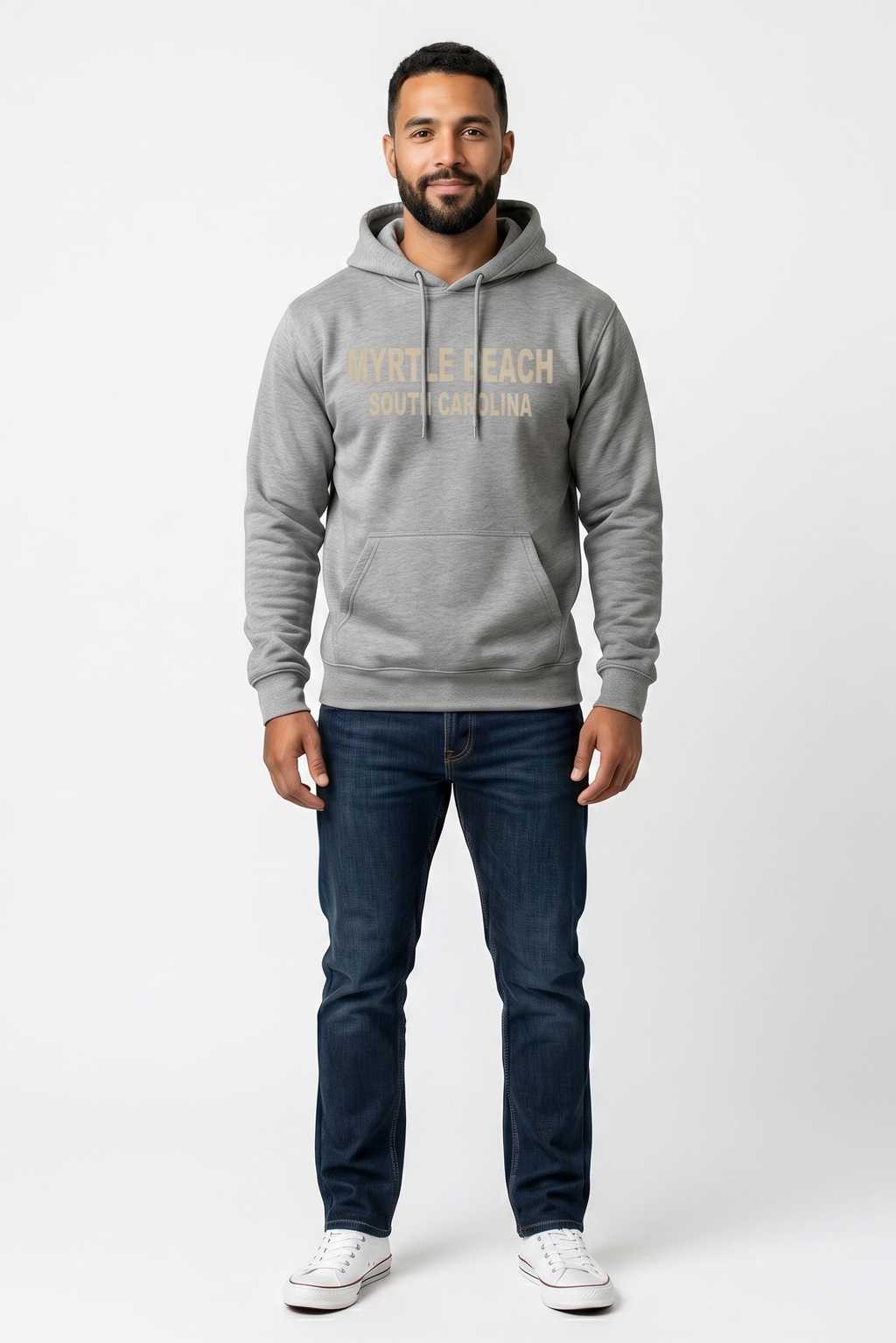 Dark Grey Pullover Hoodie SweatShirt High Densitty Print Front ,Myrtle Beach
