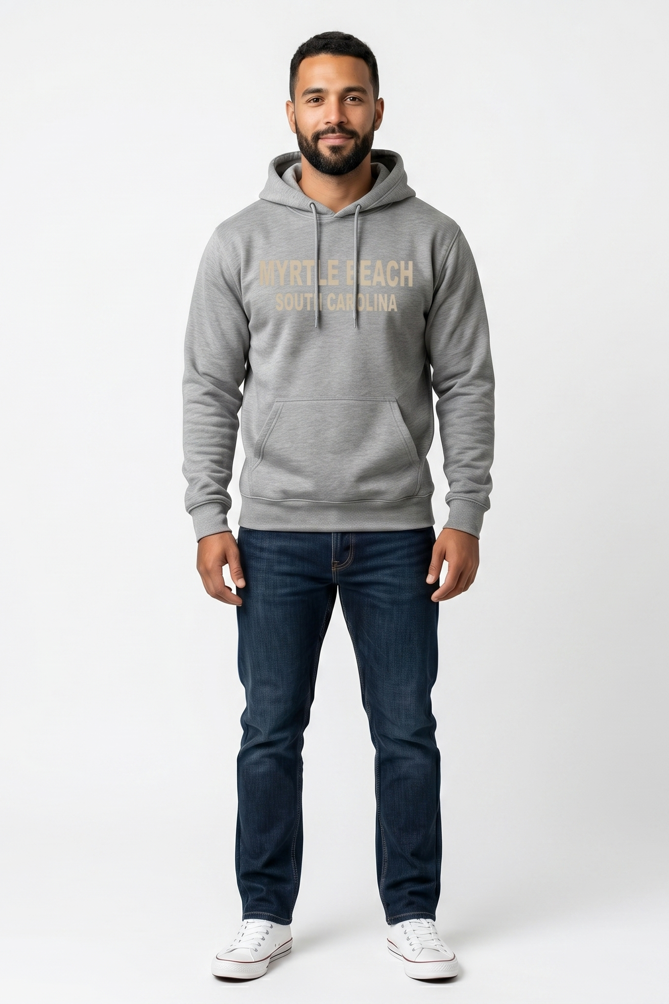 Dark Grey Pullover Hoodie SweatShirt High Densitty Print Front ,Myrtle Beach