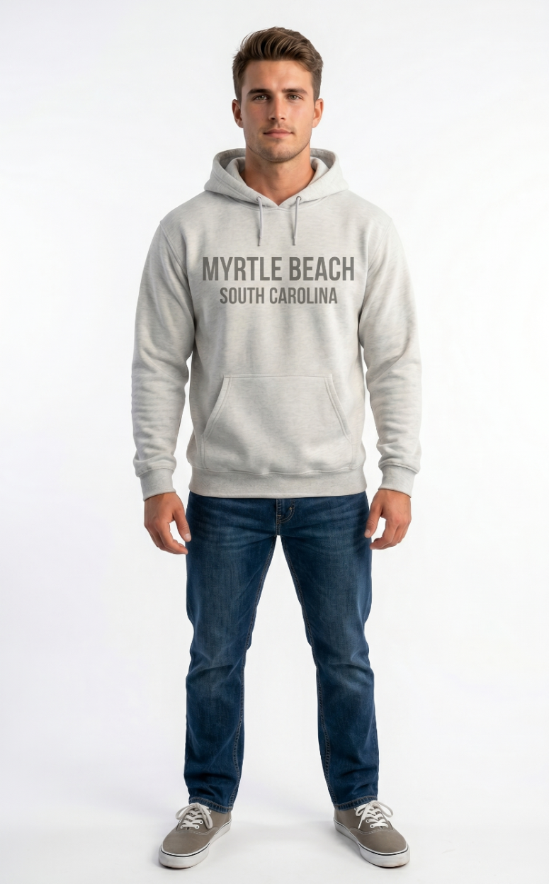 Oatmeal Pullover Hoodie SweatShirt High Densitty Print Front ,Myrtle Beach