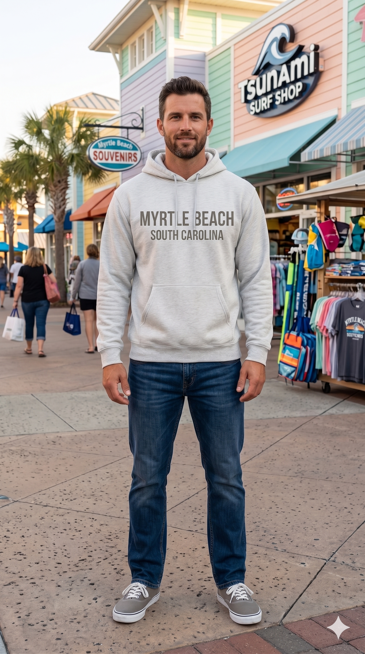 Oatmeal Pullover Hoodie SweatShirt High Densitty Print Front ,Myrtle Beach