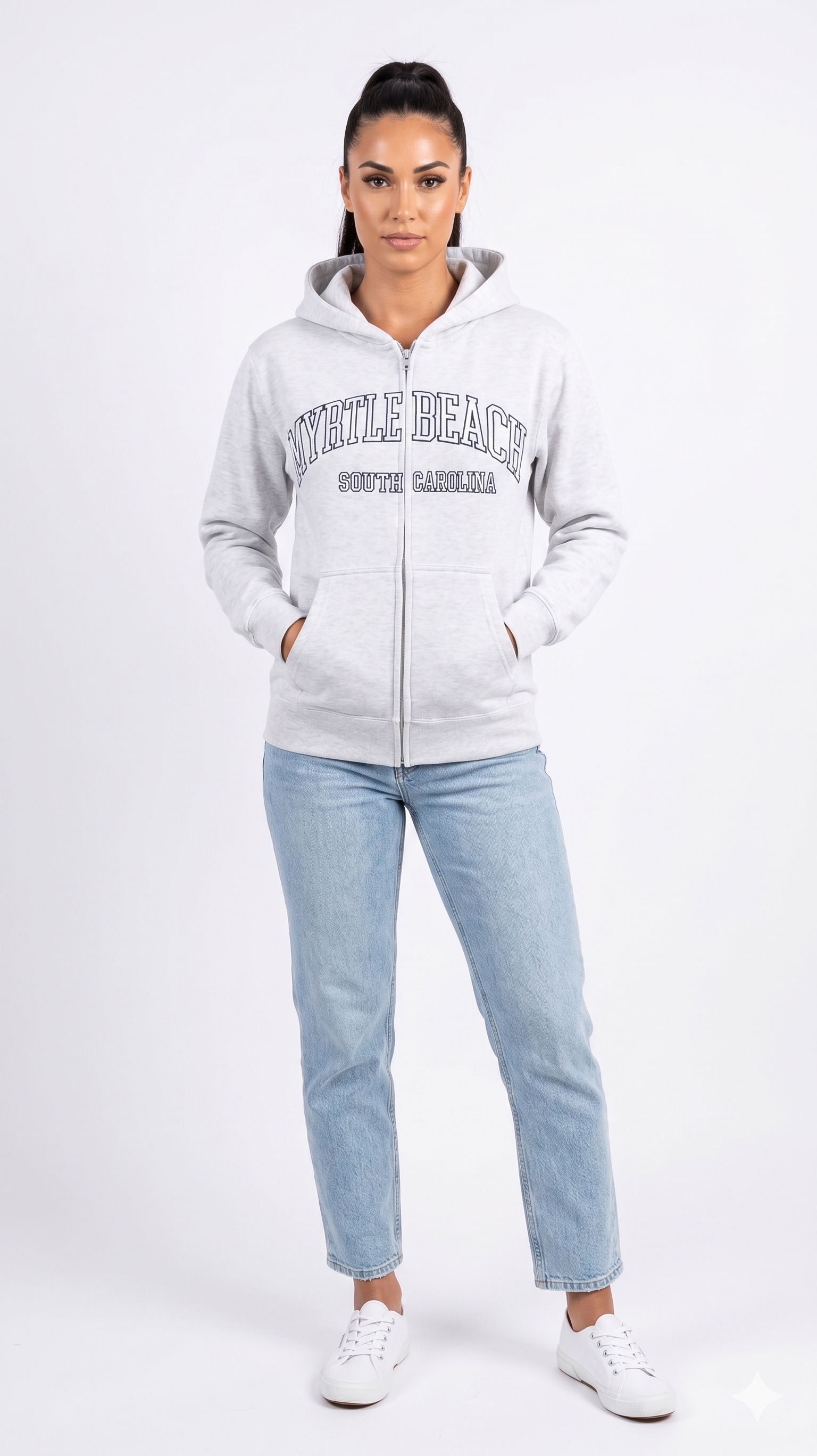 Ash Premium Full Zipper Embroidery Front ,Myrtle Beach