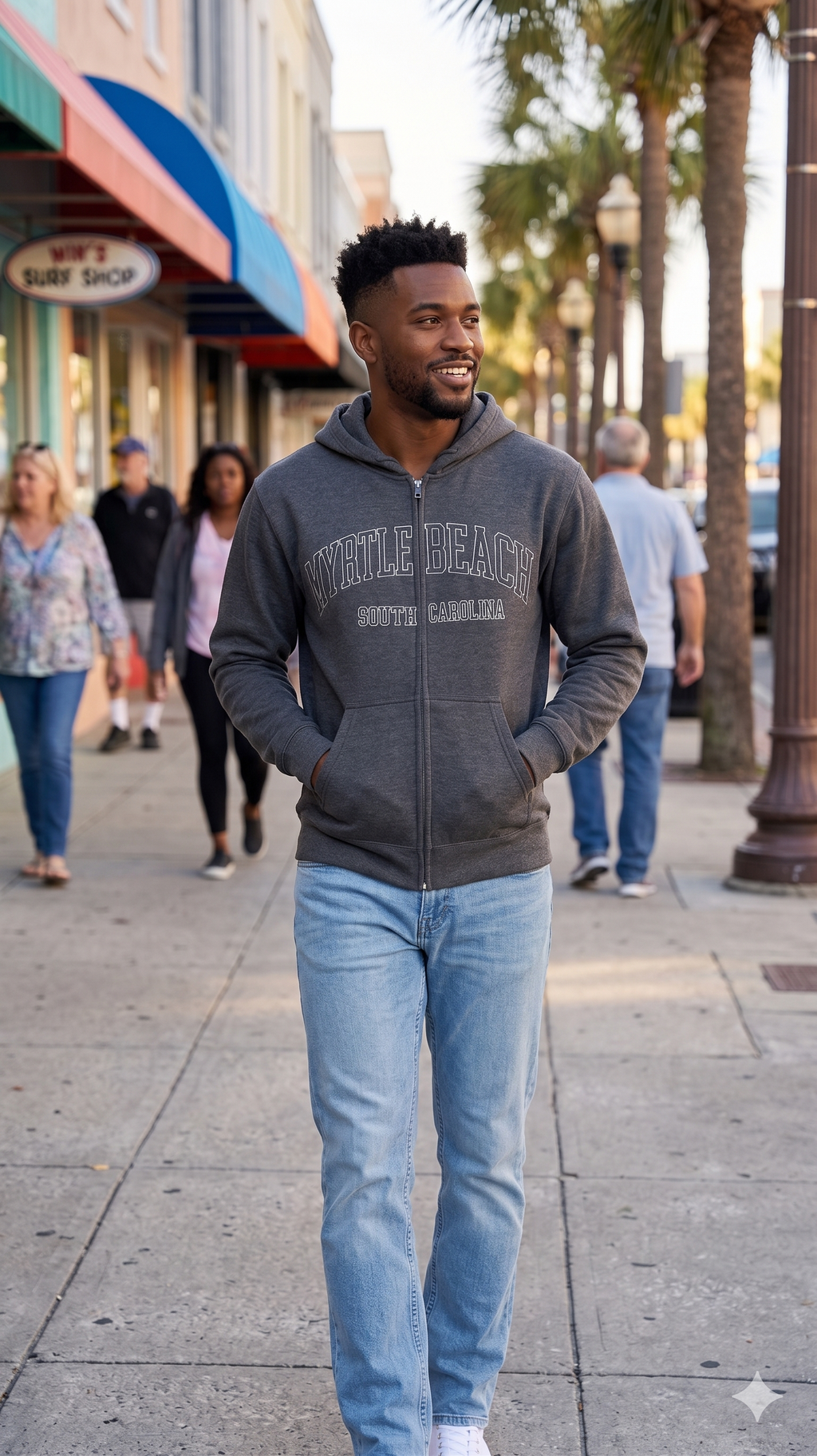 Dark Grey Premium Full Zipper Embroidery Front ,Myrtle Beach