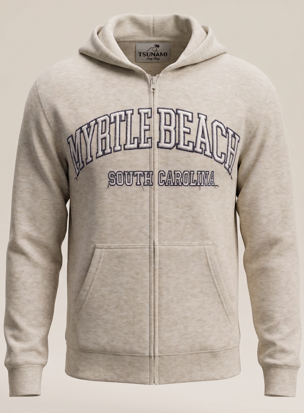 Oatmeal Premium Full Zipper Embroidery Front ,Myrtle Beach