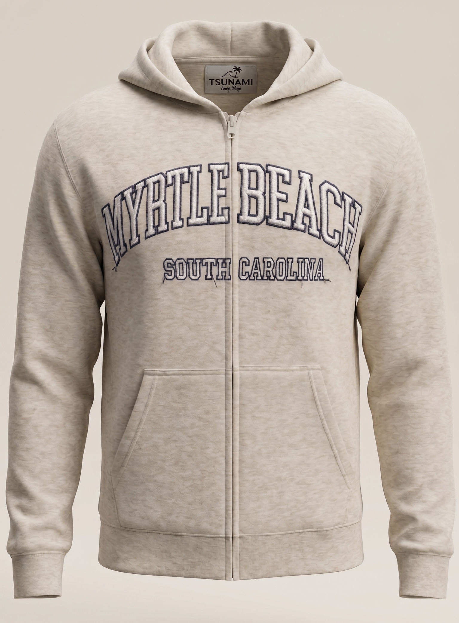 Oatmeal Premium Full Zipper Embroidery Front ,Myrtle Beach