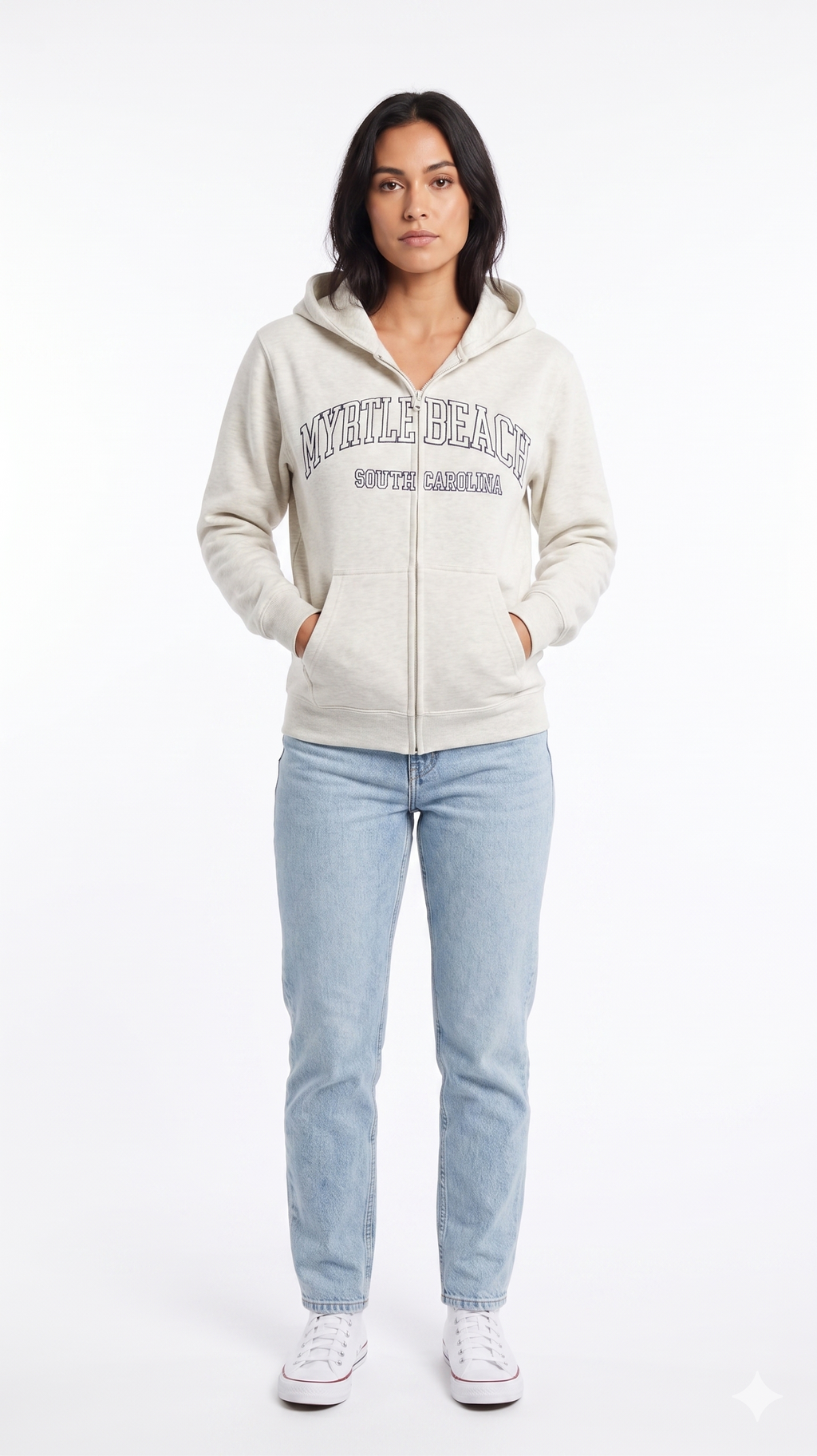Oatmeal Premium Full Zipper Embroidery Front ,Myrtle Beach