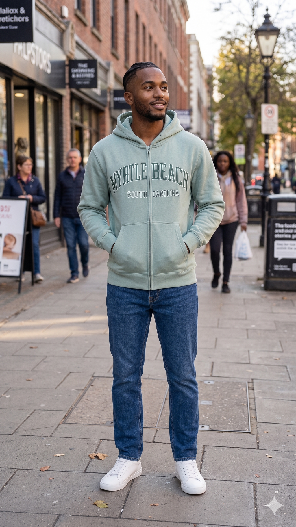 Light Sage Premium Full Zipper Embroidery Front ,Myrtle Beach