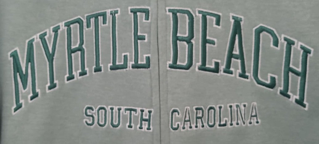Light Sage Premium Full Zipper Embroidery Front ,Myrtle Beach