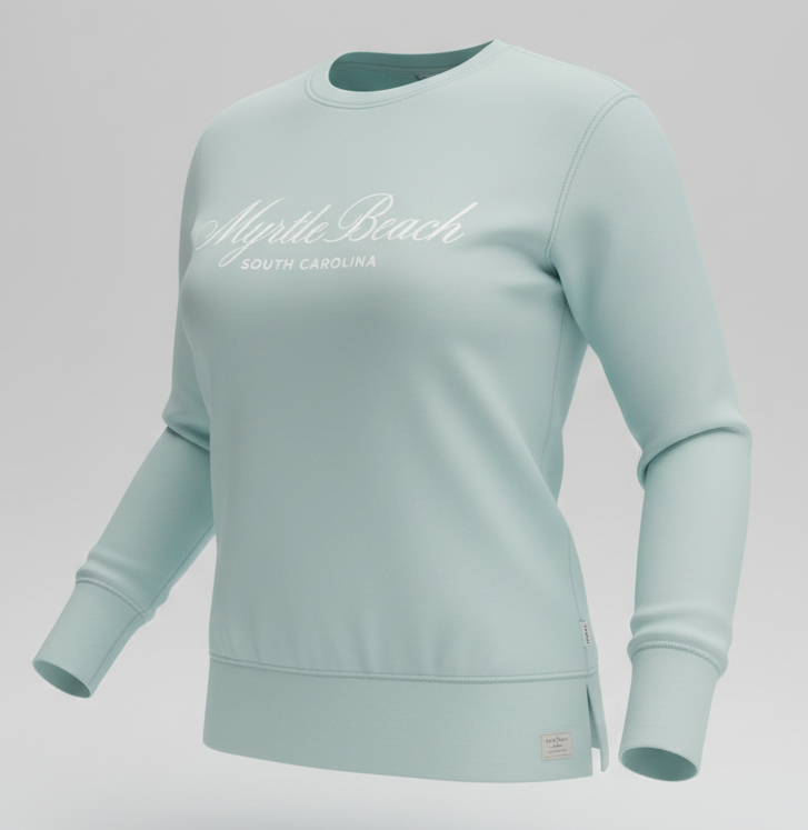 Sage Scuba Crewneck High Low W/Split SP Front ,Myrtle Beach