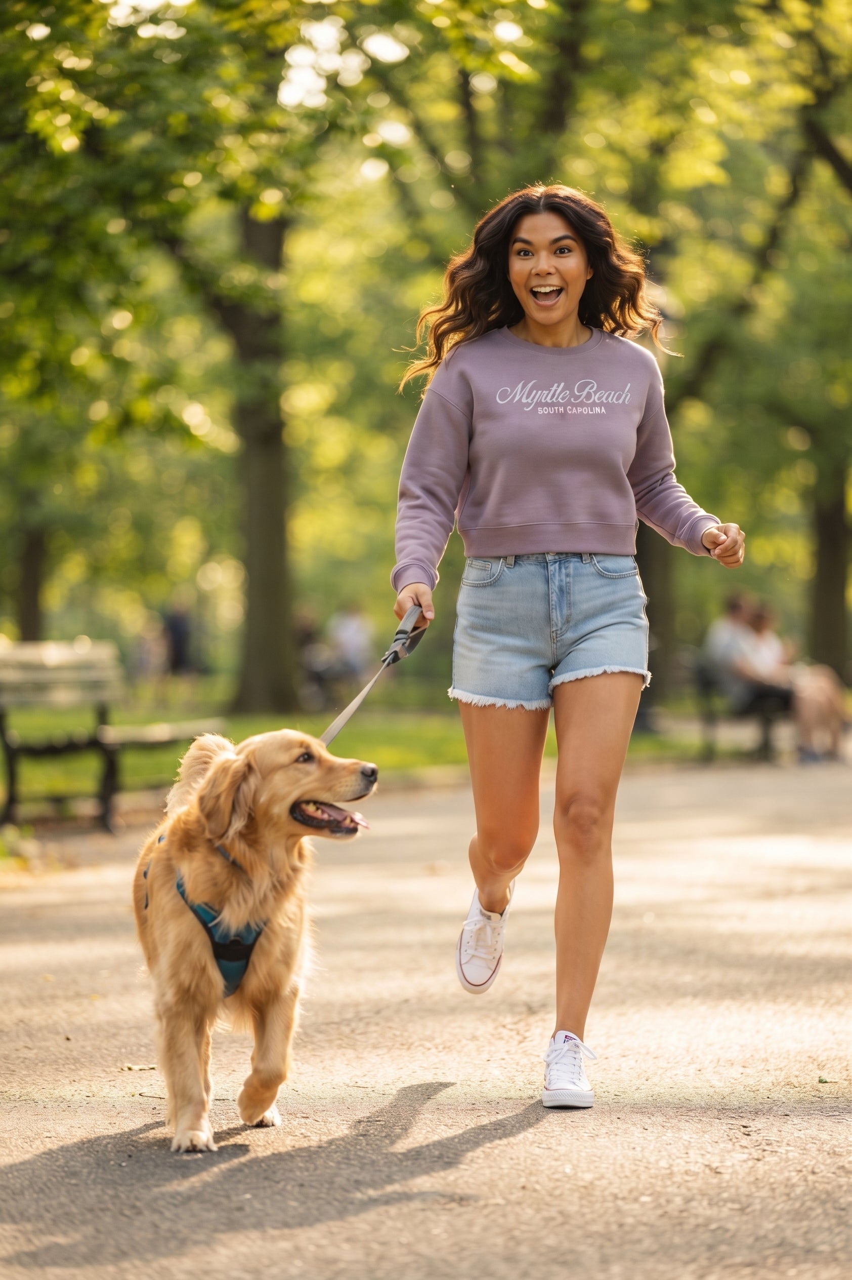 Lilac Scuba Crewneck Crop Top SP Front ,Myrtle Beach