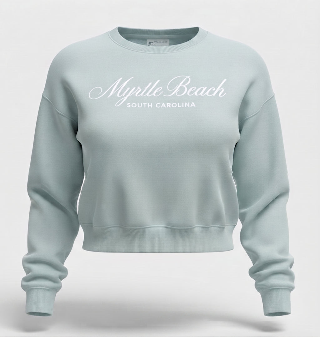 Sage Scuba Crewneck Crop Top SP Front ,Myrtle Beach