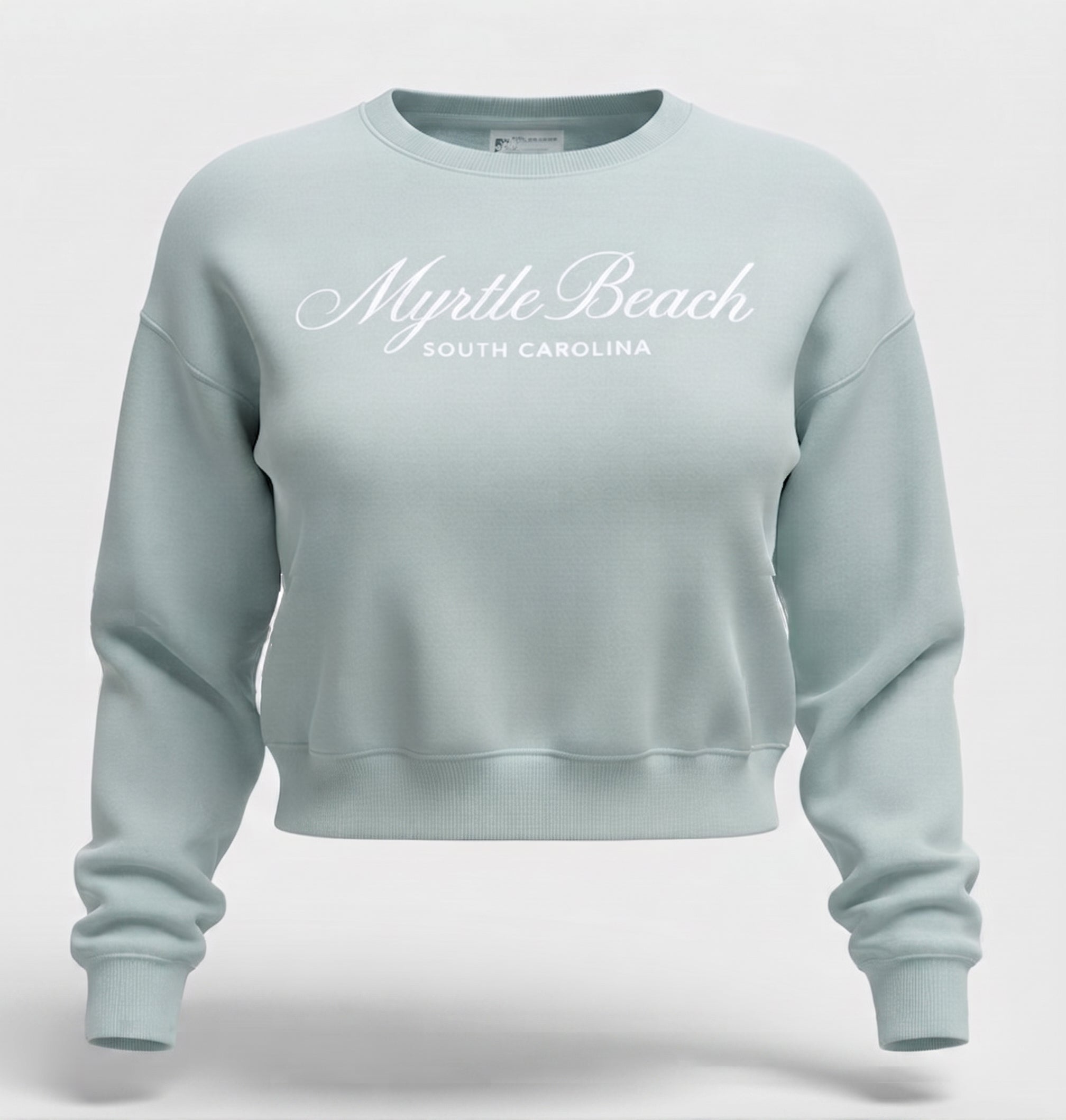 Sage Scuba Crewneck Crop Top SP Front ,Myrtle Beach