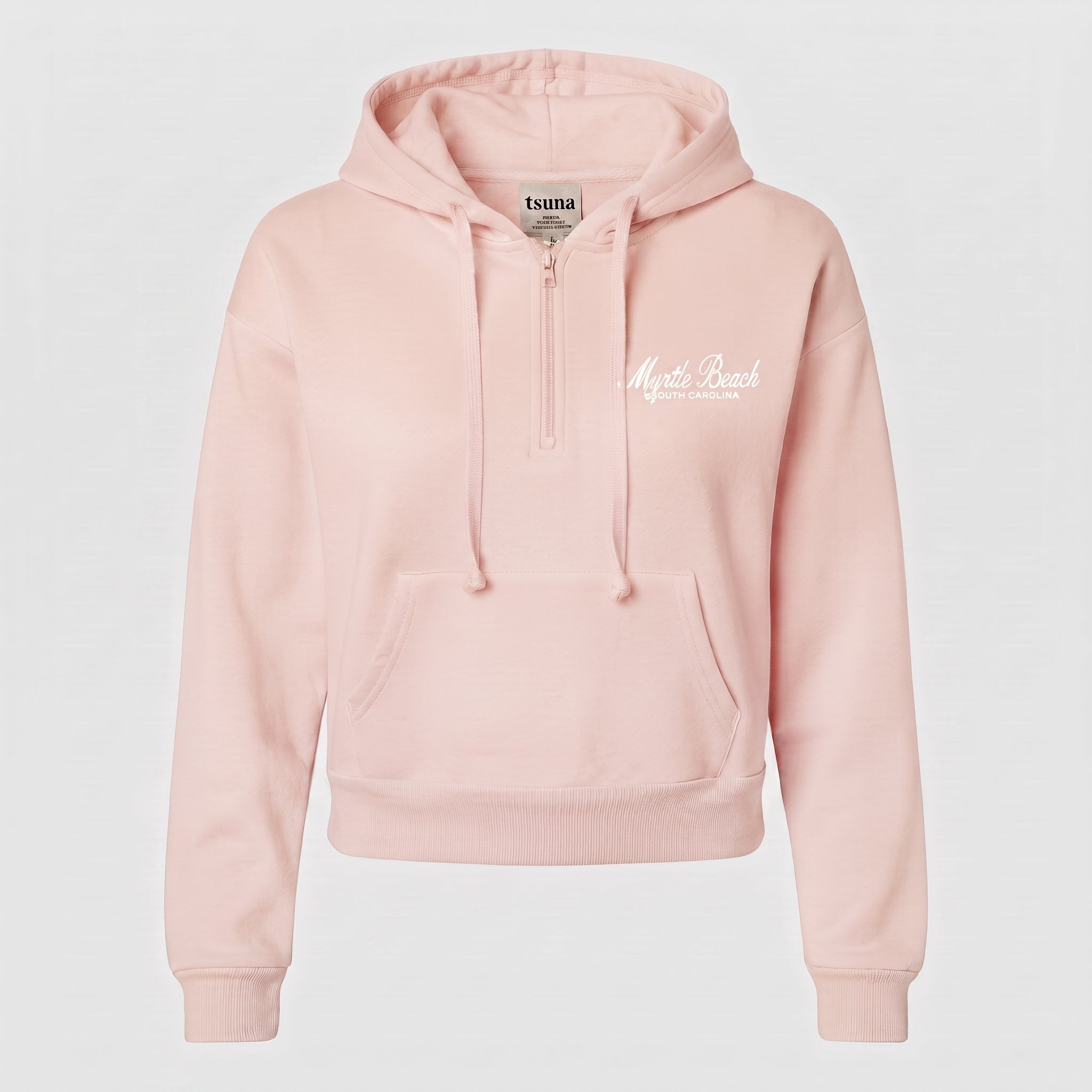 Blush Scuba Hoodie Crop Top Quarter Zip SP FB ,Myrtle Beach