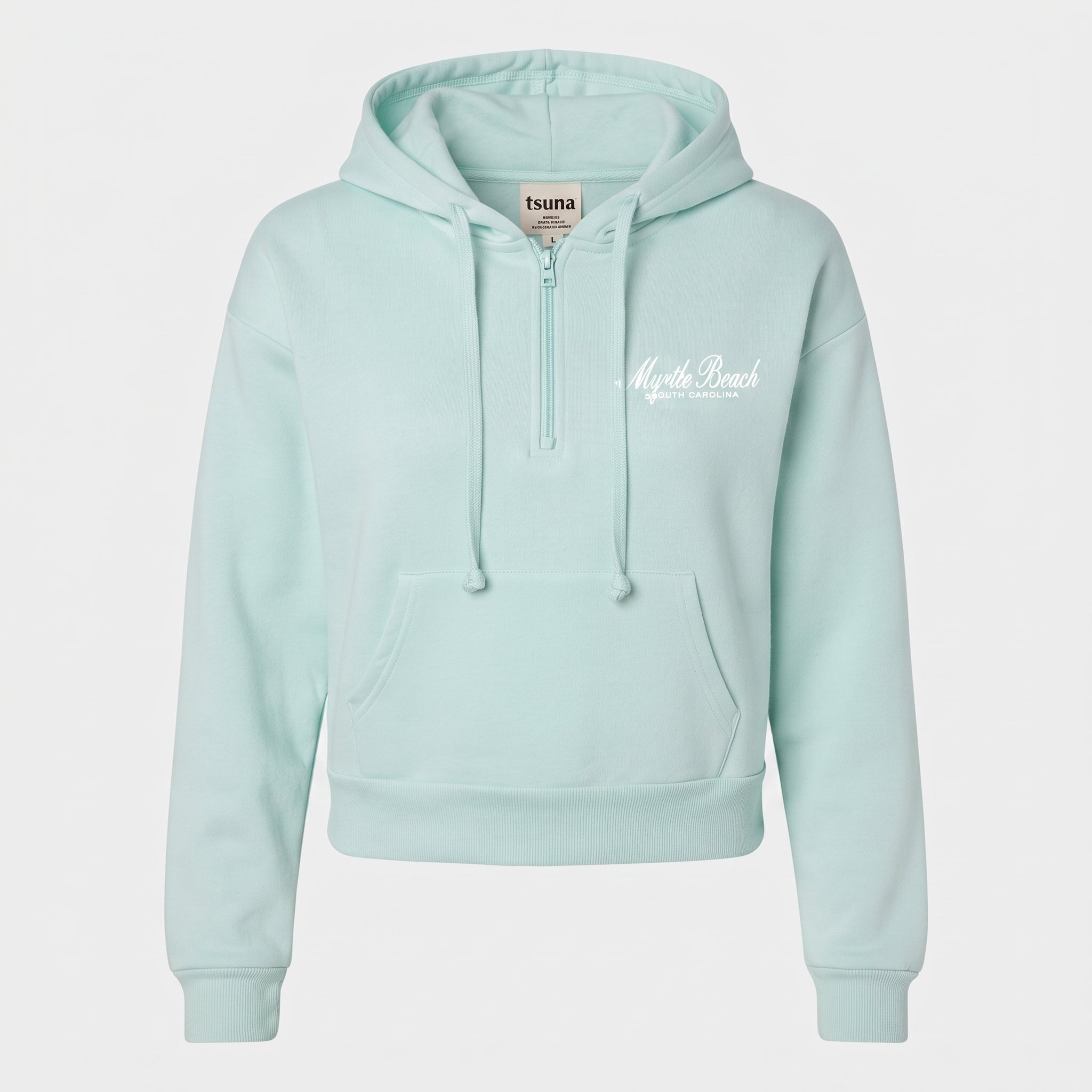 Sage Scuba Hoodie Crop Top Quarter Zip SP FB ,Myrtle Beach