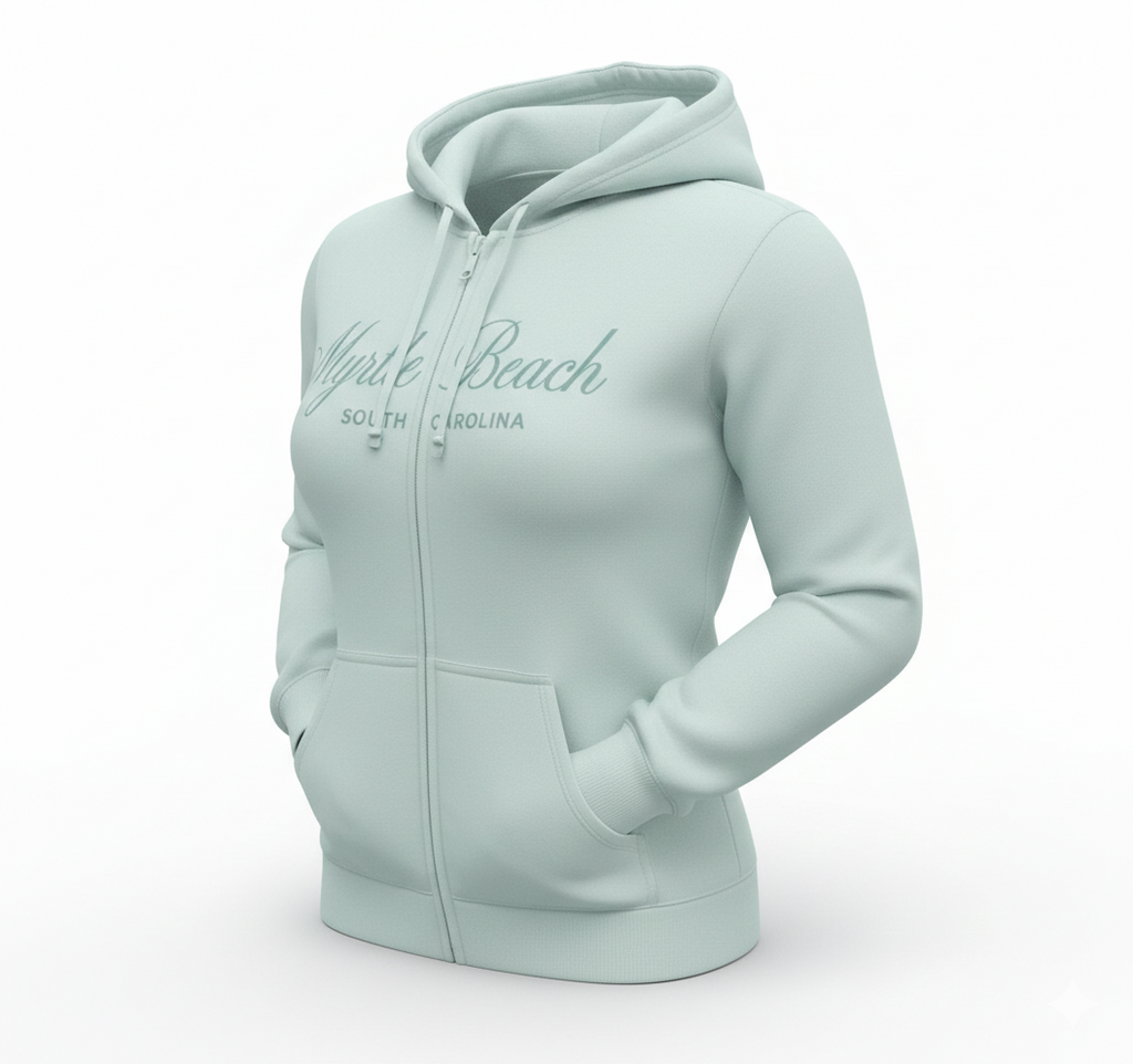Sage Scuba Full Zipper Hoodie Embroidery Front ,Myrtle Beach