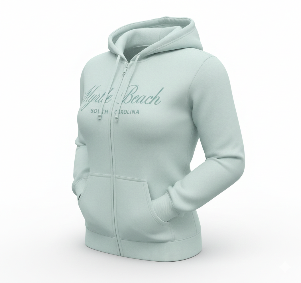 Sage Scuba Full Zipper Hoodie Embroidery Front ,Myrtle Beach