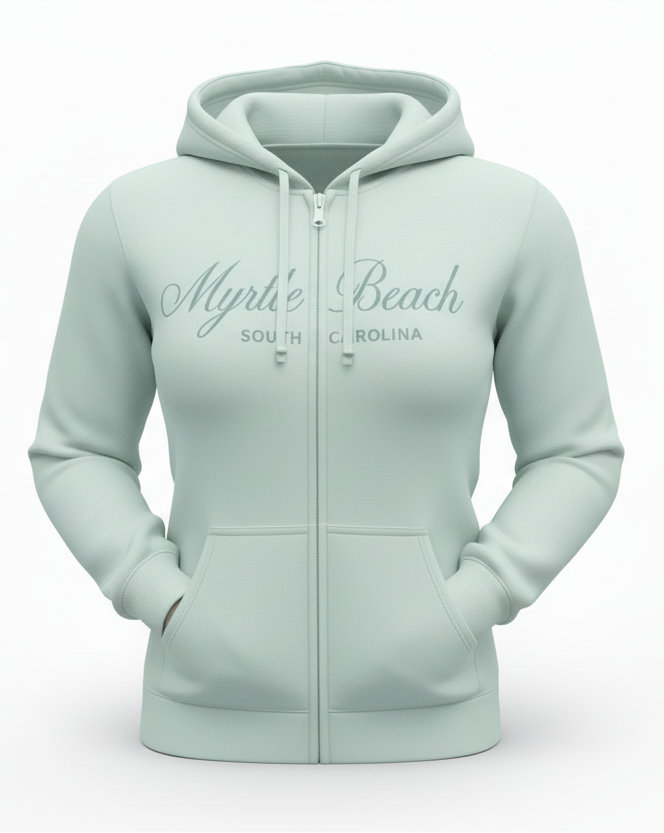 Sage Scuba Full Zipper Hoodie Embroidery Front ,Myrtle Beach
