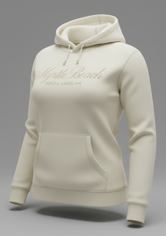Sand Scuba Hoodie Embroidery Tone On Tone Front ,Myrtle Beach