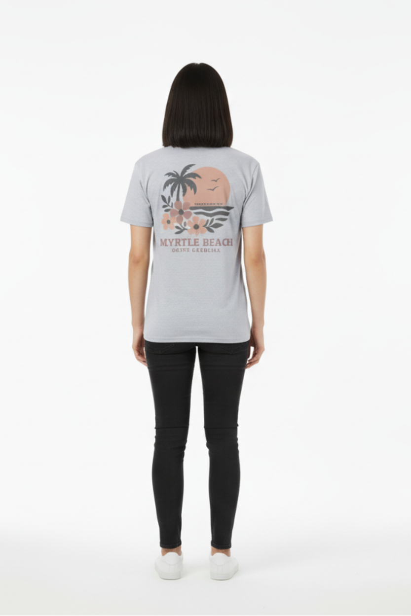 Ash Printed T-Shirt Myrtle Beach , Palm Sunset