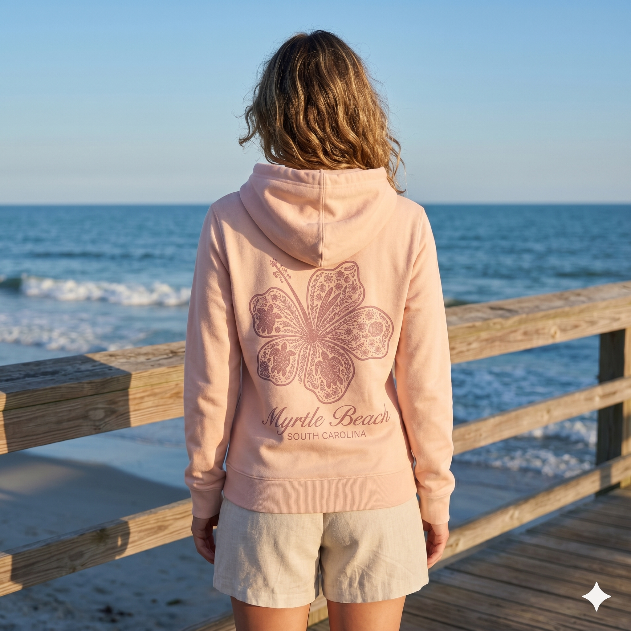 Blush Hoodie Sweatshirt Screen Print FB Multi Color ,Myrtle Beach