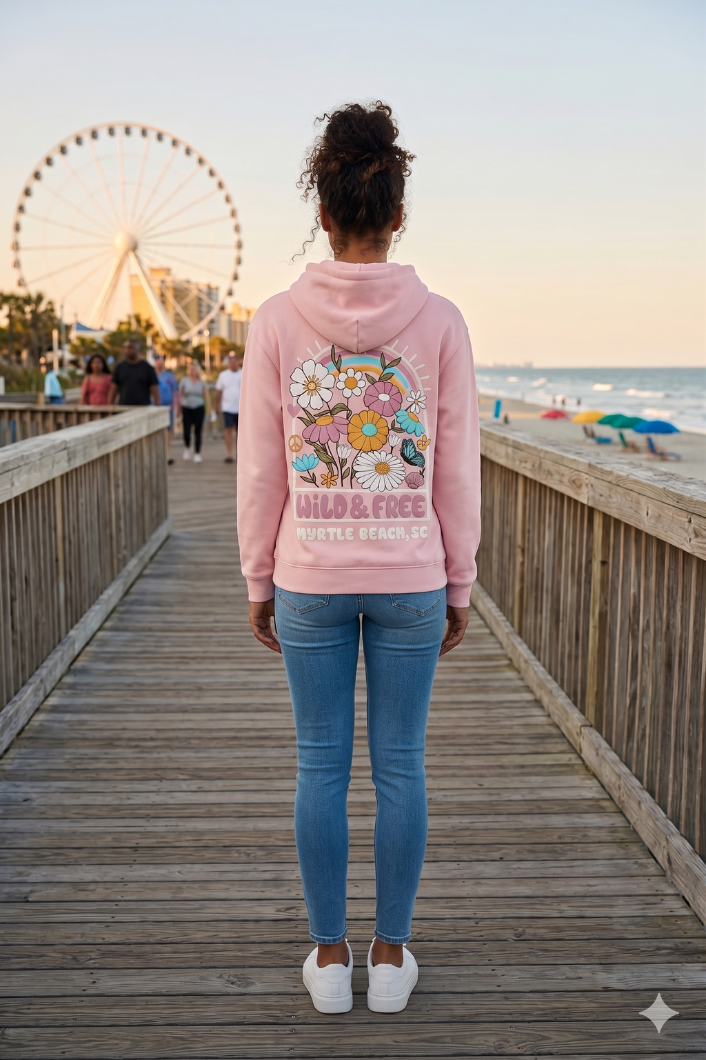 Blush Hoodie Sweatshirt Puff Decal FB ,Myrtle Beach