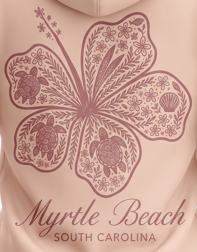 Blush Hoodie Sweatshirt Screen Print FB Multi Color ,Myrtle Beach