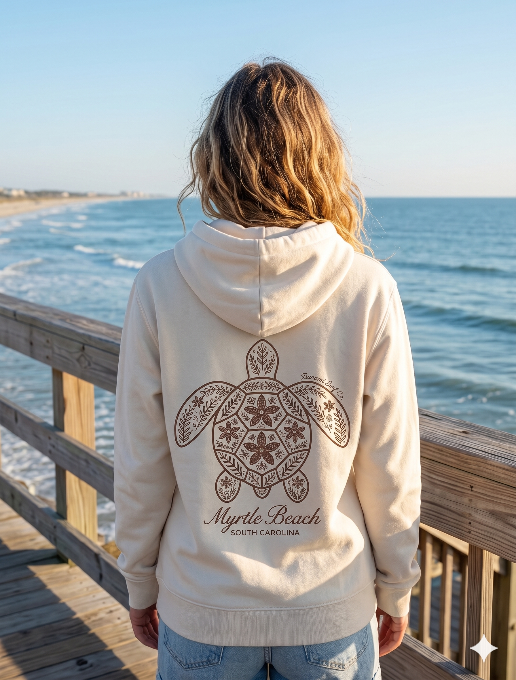 Cream Hoodie Sweatshirt Screen Print FB Multi Color ,Myrtle Beach