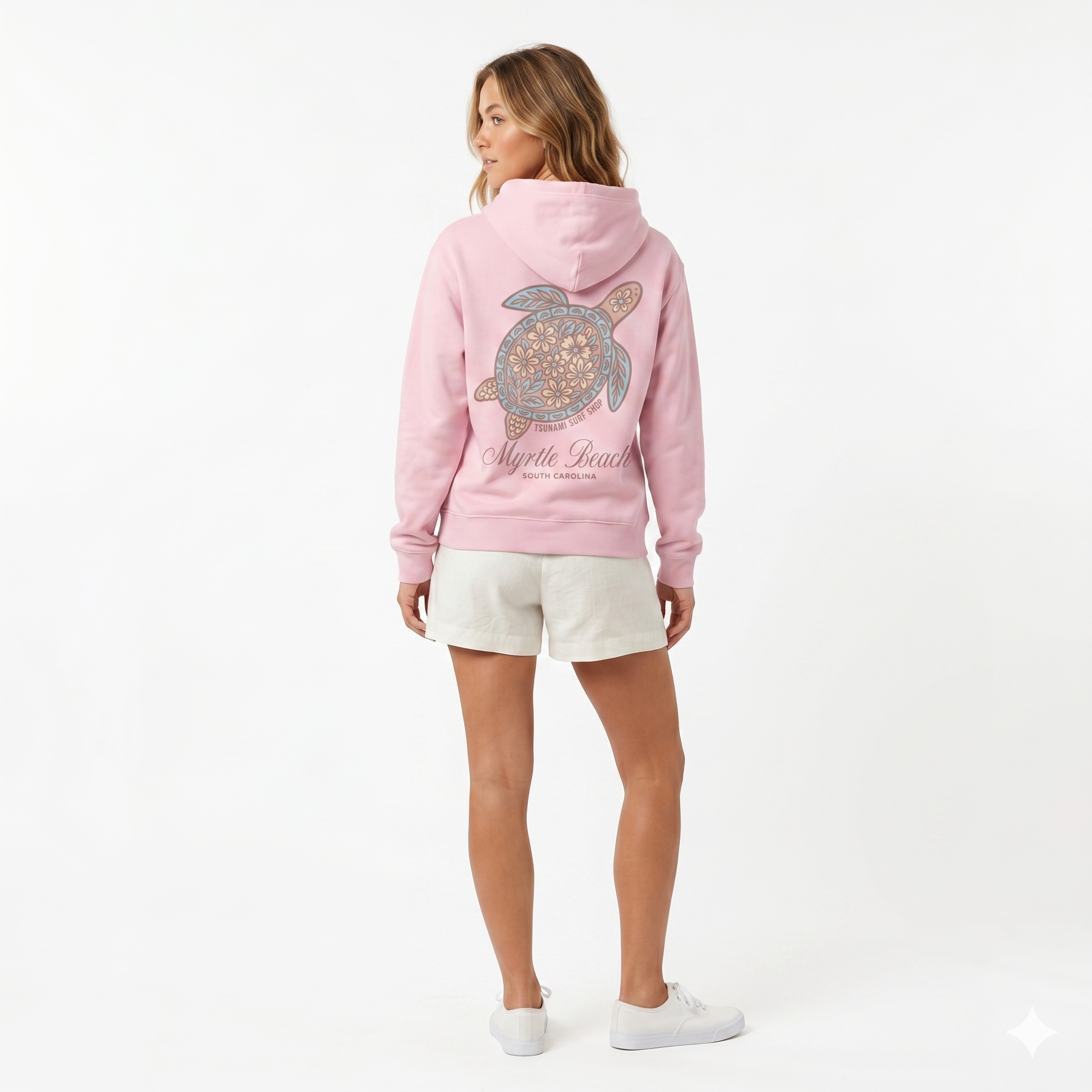 Light Pink Hoodie Sweatshirt Screen Print FB Multi Color ,Myrtle Beach