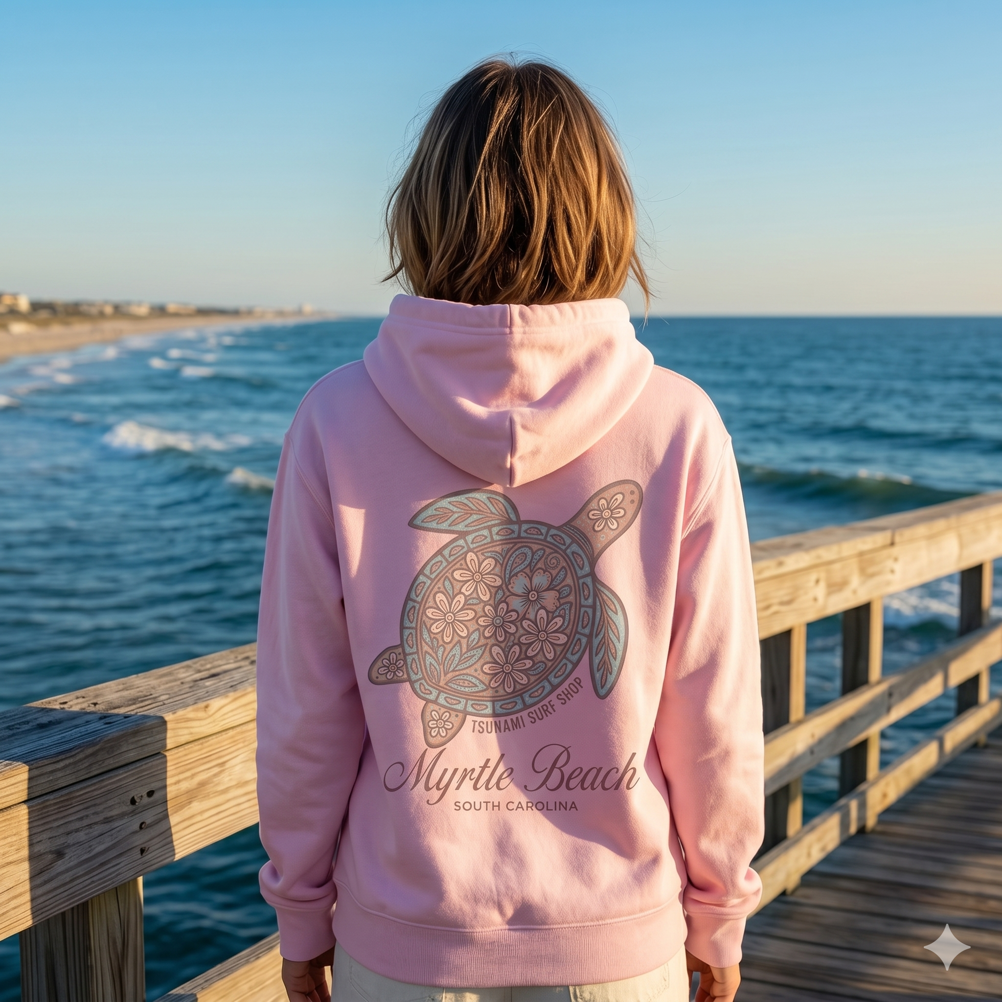 Light Pink Hoodie Sweatshirt Screen Print FB Multi Color ,Myrtle Beach