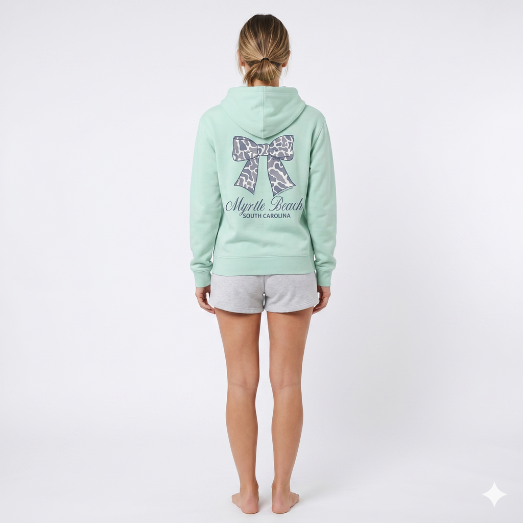 Pastel Green Hoodie Sweatshirt Screen Print FB Multi Color ,Myrtle Beach