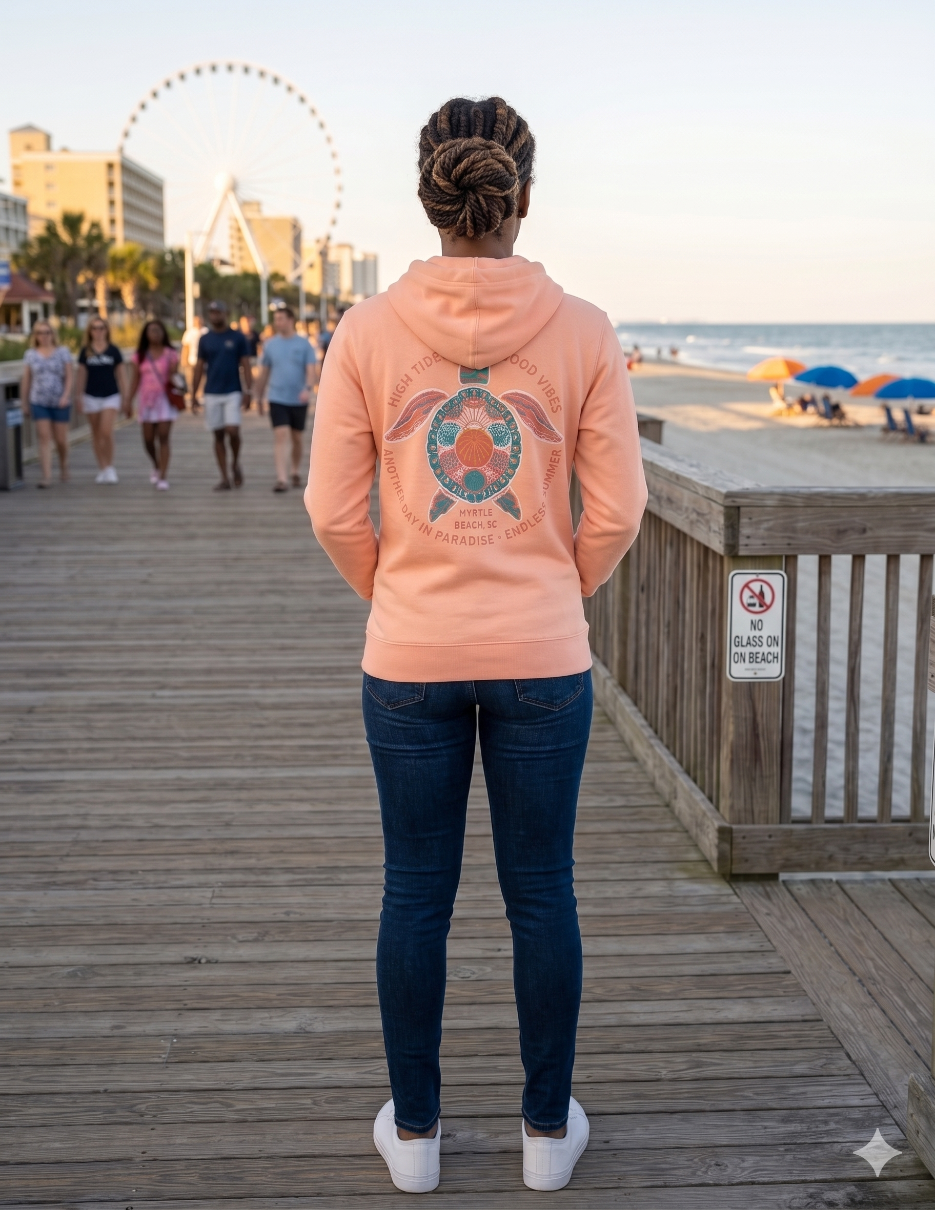 Apricot Hoodie Sweatshirt Puff Decal FB ,Myrtle Beach