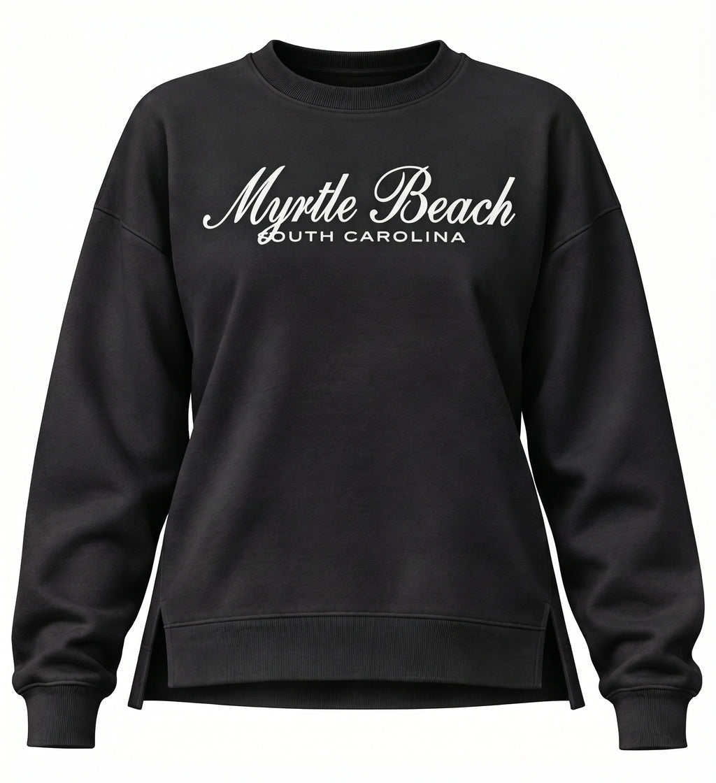 Black Scuba Crewneck High Low W/Split SP Front ,Myrtle Beach