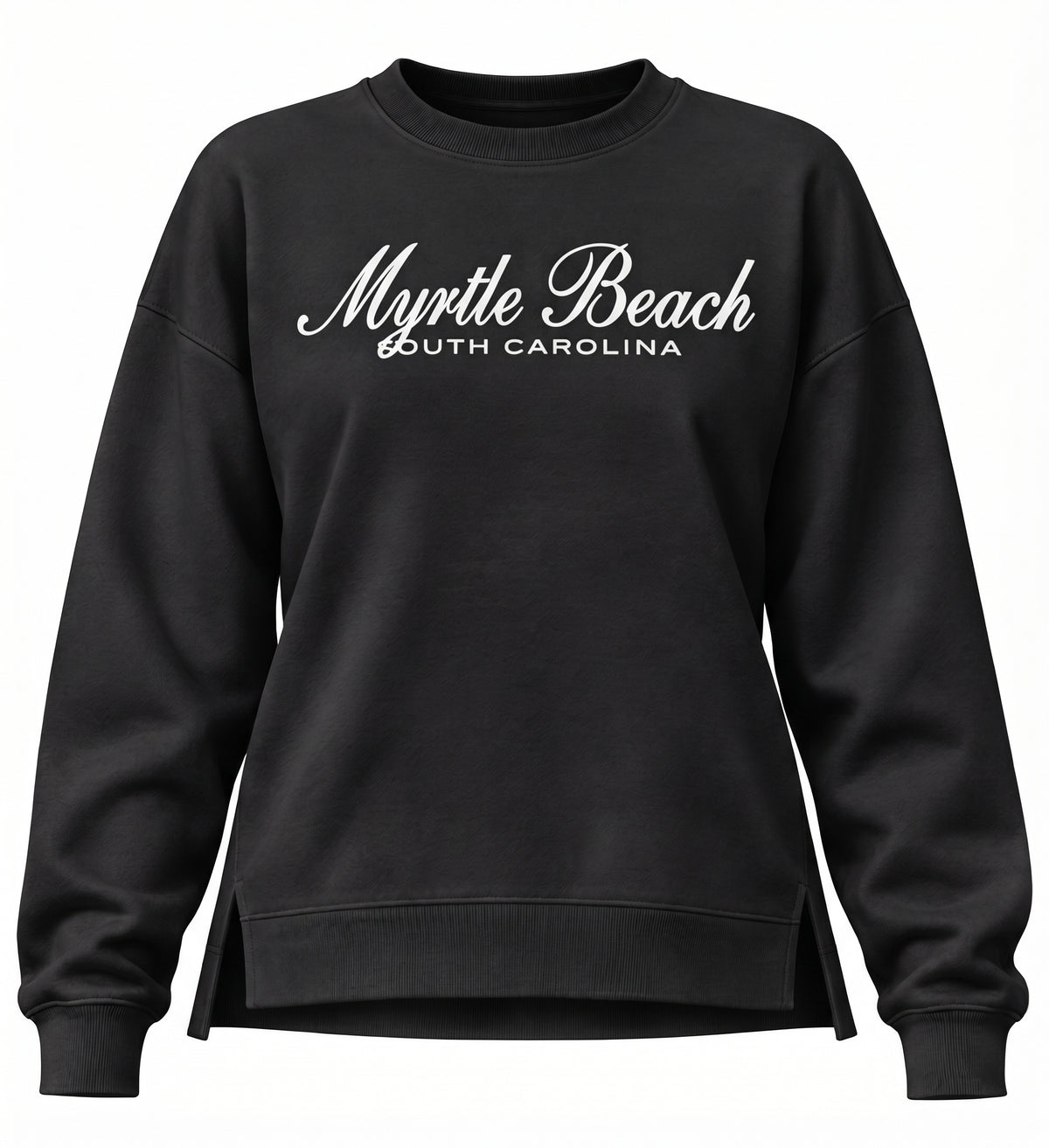 Black Scuba Crewneck High Low W/Split SP Front ,Myrtle Beach