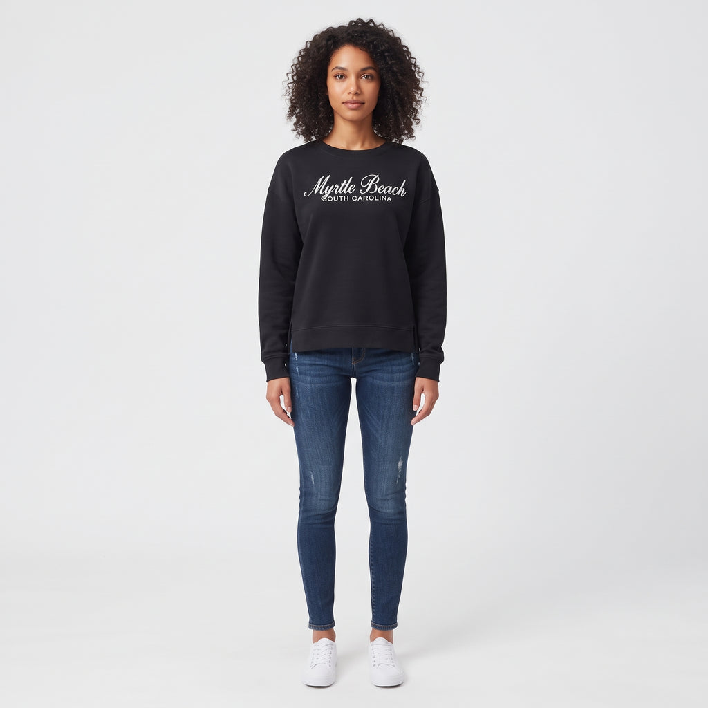 Black Scuba Crewneck High Low W/Split SP Front ,Myrtle Beach