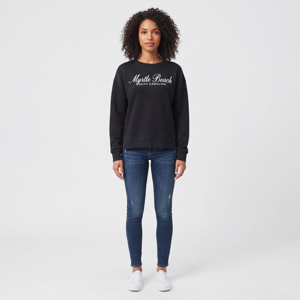 Black Scuba Crewneck High Low W/Split SP Front ,Myrtle Beach