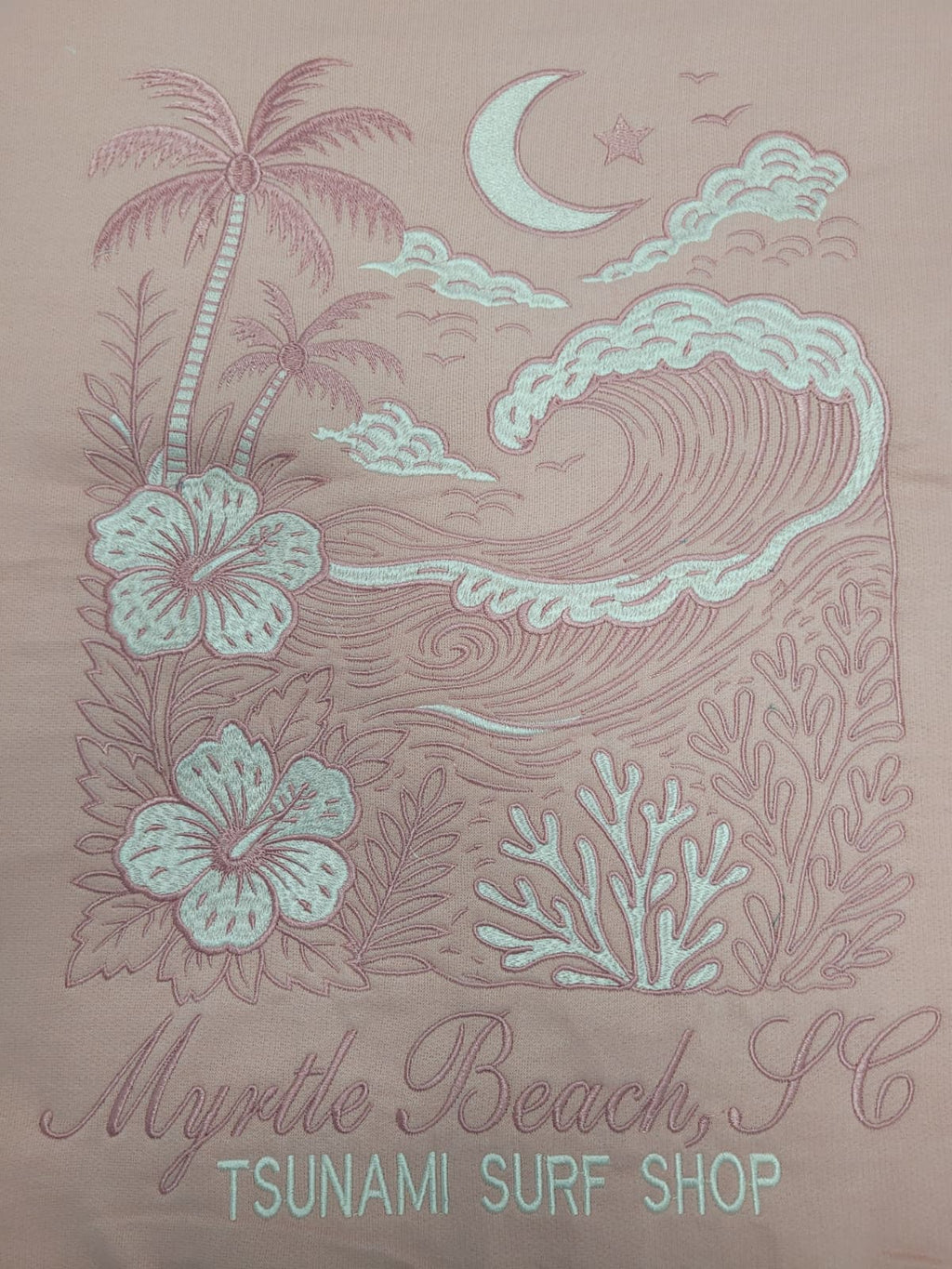 Blush Embroidery Pullover Hoodie Full Back Myrtle Beach ,Flowers