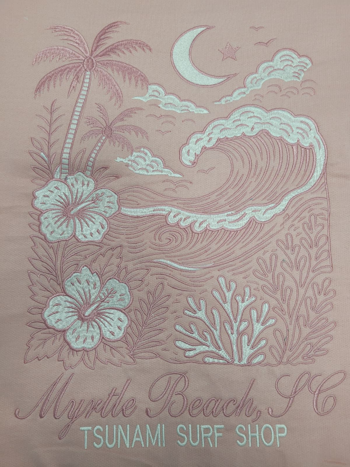 Blush Embroidery Pullover Hoodie Full Back Myrtle Beach ,Flowers