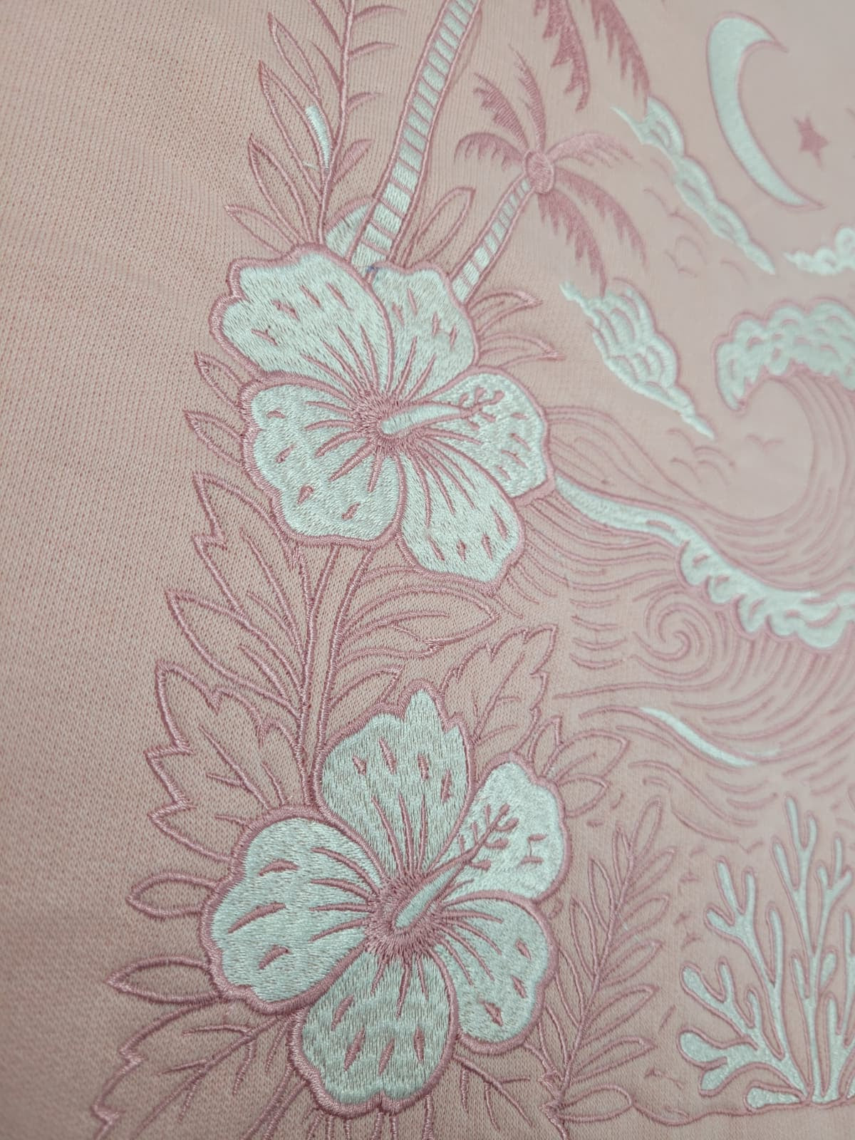 Blush Embroidery Pullover Hoodie Full Back Myrtle Beach ,Flowers