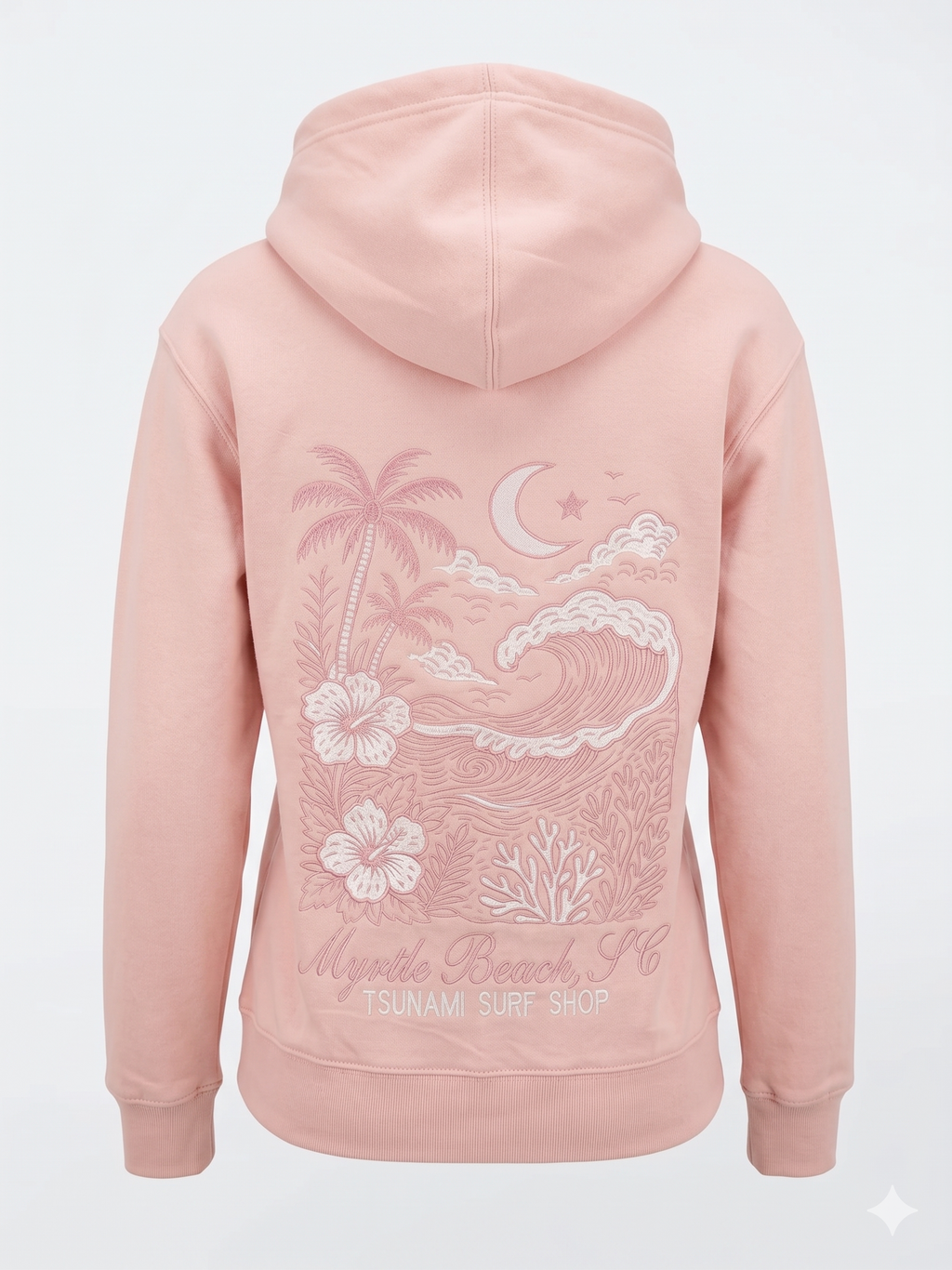 Blush Embroidery Pullover Hoodie Full Back Myrtle Beach ,Flowers
